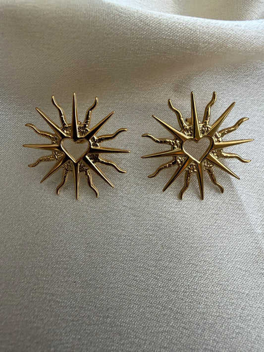 Ola Studs (Sunburst Heart)